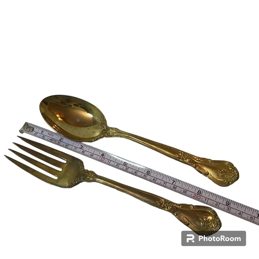 Godinger Grand Master Serving Setting Gold Electroplate Floral Scroll Set of 2